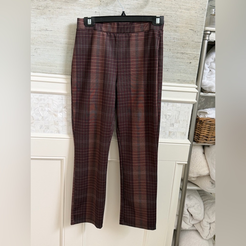 Small Anthropologie sanctuary carnaby pull on slim kick flare pants Brown Plaid - Picture 3 of 14